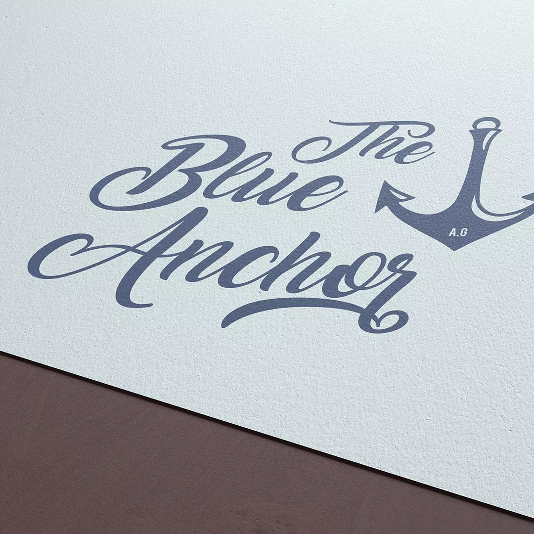 blue anchor pub logo design